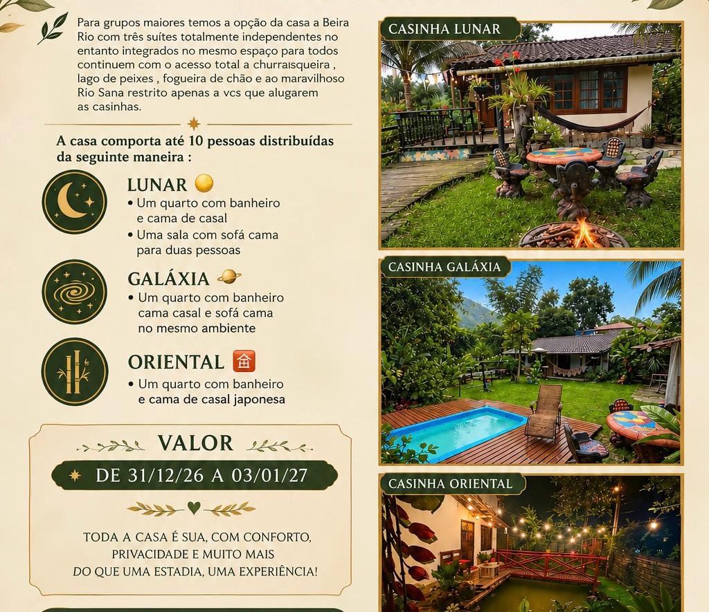Hospedagem para grupos maiores na Casinha Floresta Encantada
